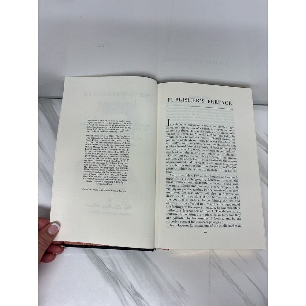 Confessions of Jean-Jacques Rousseau 100 Greatest Books Easton Press Hardcover - Picture 7 of 8